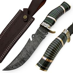 top quality damascus steel hunting bowie knife, best gift for men, gift for him, gift for a friend, gift for a husband