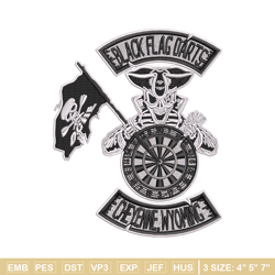 black dart flag embroidery design, priate embroidery, embroidery file, embroidery shirt, emb design, digital download