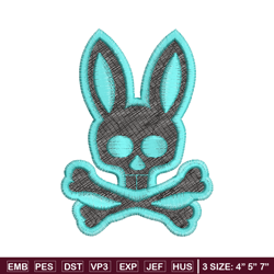 bunny skull logo embroidery design, bunny skull embroidery, logo design, logo shirt, embroidery shirt, instant download