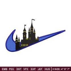 castle nike embroidery design, castle embroidery, nike design, embroidery file, logo shirt, digital download