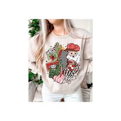 christmas png, merry and bright png, christmas t-shirt png, christmas png, cowboy santa png, howdy santa png, country ch