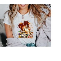 mickey and friends halloween shirt, disney halloween balloon shirt, disney watercolor castle halloween shirt, mickey ear