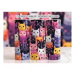 cats 20oz skinny tumbler design, cute cats tumbler wrap, 20 oz skinny tumbler, sublimation design, straight tumbler wrap