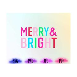 merry and bright svg, merry christmas png, retro christmas svg, christmas shirt design, digital download, png christmas,