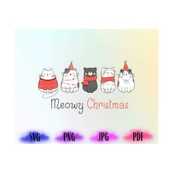 meowy christmas png, christmas cat svg, merry christmas png, cat lover svg, christmas gift png, christmas gift for cat m