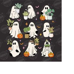 cute ghost png clip art instant download, plant lady png, halloween mom sweater, ghost sweater, plant lover gift, funny