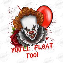 you'll float too png, horror clown balloon png, horror movie png, horror character png, horror png, halloween png, hallo