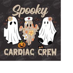 halloween cardiac crew png, nurse retro ghost png, spooky nurse png, ccu nurse, cardiac nurse gift, cardiology crew png,