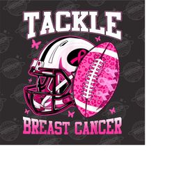 tackle cancer png, breast cancer awareness png, football season png sublimation, leopard football print, pink ribbon ins