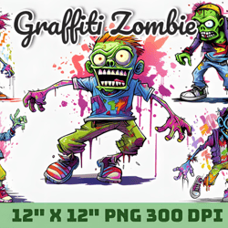 funny graffiti zombie sublimation 20 desing digital file png, png high quality 300dpi