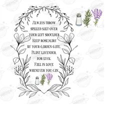 practical magic png file, halloween png, salt rosemary lavender love png, witch png, witchy png, witch vibes png, sublim