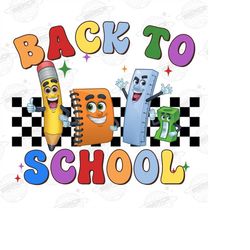 back to school png, retro character png, pencil png, teacher shirt, kids shirt, retro png, cute school design, first day