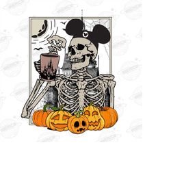 mouse skeleton coffee png, vintage skeletons png, trick or treat, spooky season, halloween custume, pumpkin png, hallowe