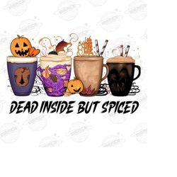 dead inside but spiced png, instant download, sublimation, autumn png, pumpkin png, skeleton png, coffee mug png, coffee