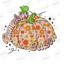 pumpkin season png-fall sublimation digital design download-floral pumpkin png, fall florals png, boho pumpkin png, fall