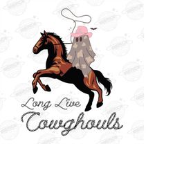 long live cowghouls png, western halloween png, western ghost png, cute halloween design, shirt design png, sublimation