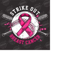 strike out breast cancer png, pink breast cancer baseball png, pink ribbon png, pink cancer warrior, baseball pink lover