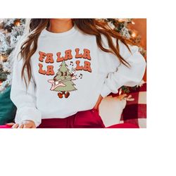 womens christmas shirt, fa la la la la la christmas sweater, retro christmas sweatshirt, ladies holiday sweater, cute ch