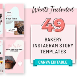 bakery instagram canva story template | bakery story | canva story | bakery branding kit | bake shop | bakery menu