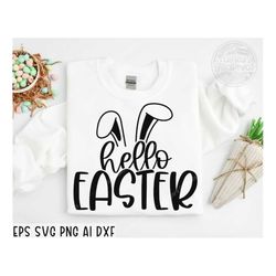 hello easter svg png, easter shirt svg, easter teacher svg, spring svg, kids easter svg, bunny svg, svg files for cricut