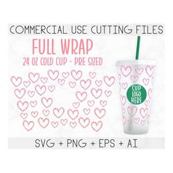 hearts full wrap svg, cold cup svg, full wrap svg, full wrap svg, hears wrap svg, venti cold cup svg, tumbler wrap