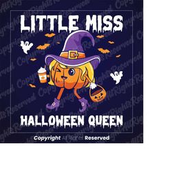 little miss halloween queen png, halloween, happy halloween png, pumpkin png, pumpkin queen, spooky png,digital download