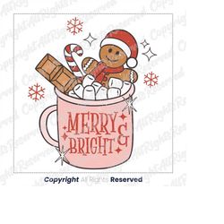 merry and bright coffee png, merry christmas png, christmas sublimation, christmas png, cookie png, digital download, su
