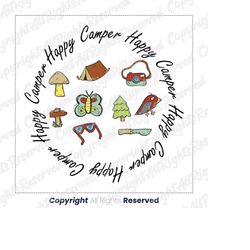 happy camper svg, camping svg, outdoor svg, adventure svg, marshmallow svg, camp flag svg, camp bucket svg, cut files, c