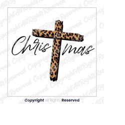 leopart merry christmas png sublimation design, merry christmas png, christmas cross png, cross png, merry xmas png, ins