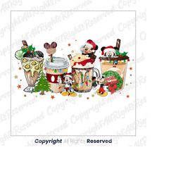 mickey coffee cups winter christmas png sublimation design, christmas png, drink and coffee cups png,coffee christmas  p