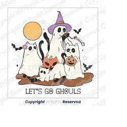 witch hat let's go ghouls png, halloween shirt png, western halloween png, halloween sublimation designs, halloween png