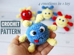 crochet pattern virus toy safe keychain virus cute microbe toy halloween gift amigurumi tutorial pdf file