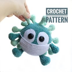 crochet pattern virus toy funny microbe toy quarantine toy halloween toys amigurumi tutorial pdf file