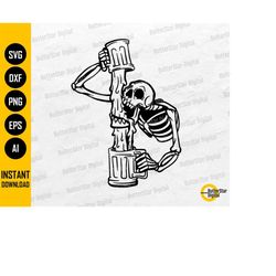 skeleton drinking beer svg | lager svg | party alcoholic drink bar pub drunk alcohol | cutting files clip art vector dig