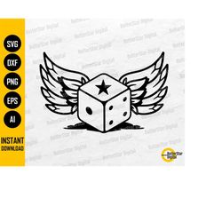 dice with wings svg | die svg | gaming decals t-shirt tattoo vinyl graphics | cricut cut file cuttable clipart vector di