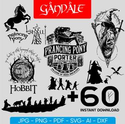 lord of the rings svg, gandalf svg, hobbit svg, lord of the ring cut file, wizard gandalf, instant download