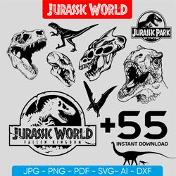 jurassic park svg bundle - dinosaur svg files - jurassic park png cut files - dinosaur clipart for cricut