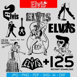 elvis presley bundle svg file for cricut, the king of rock n roll svg, elvis presley digital download i gifts for elvis