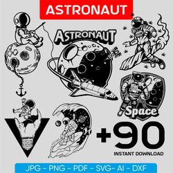 astronaut clipart, astronaut svg cut files, space svg, rocket svg, moon svg, spaceship cut file i astronaut svg