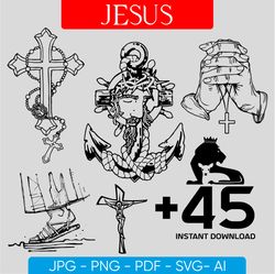 jesus christ svg, jesus cross png- perfect for cricut laser jesus svg, png, ai