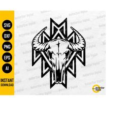 Aztec Cow Skull SVG | Retro Western SVG | Vintage Rodeo SVG | Grunge Design Svg | Cricut Silhouette Cut File Clip Art Di