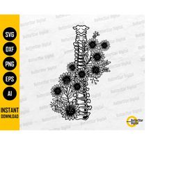 Sunflower Spine SVG | Backbone SVG | Gothic T-Shirt Vinyl Stencil Tattoo | Cricut Cut File Silhouette Clip Art Vector Di