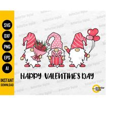 happy valentine's day gnomes svg | cute gnome with flowers gift balloons | cricut silhouette printable clipart vector di