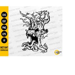 monster tree svg | haunted house svg | horror wall art vinyl decal decor shirt sticker | cutting file clipart vector dig