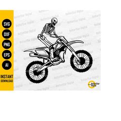 motocross skeleton svg | biker skull svg | dirt bike svg | offroad circuit vehicle ride | cutting file clipart vector di