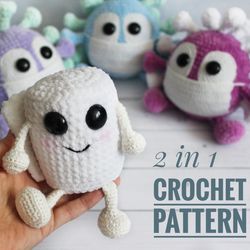 crochet pattern toilet paper virus toy funny microbe toy quarantine toy amigurumi tutorial pdf file