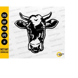 cow head svg | cattle svg | farm svg | animal vinyl clipart vector graphics | cricut cutting file silhouette digital dow