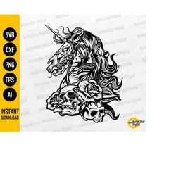 unicorn skull svg | mythical animal | gothic vinyl decal shirt graphic tattoo | cutting file printable clipart vector di