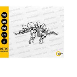 stegosaurus skeleton svg | dinosaur with spikes svg | prehistoric animal svg | cricut silhouette cameo clipart vector di