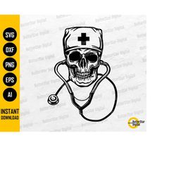 doctor skull with stethoscope svg | medical t-shirt decals | cricut cutting file silhouette printables clipart vector di